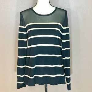 Vince Camuto Sheer Shoulder Striped Sweater